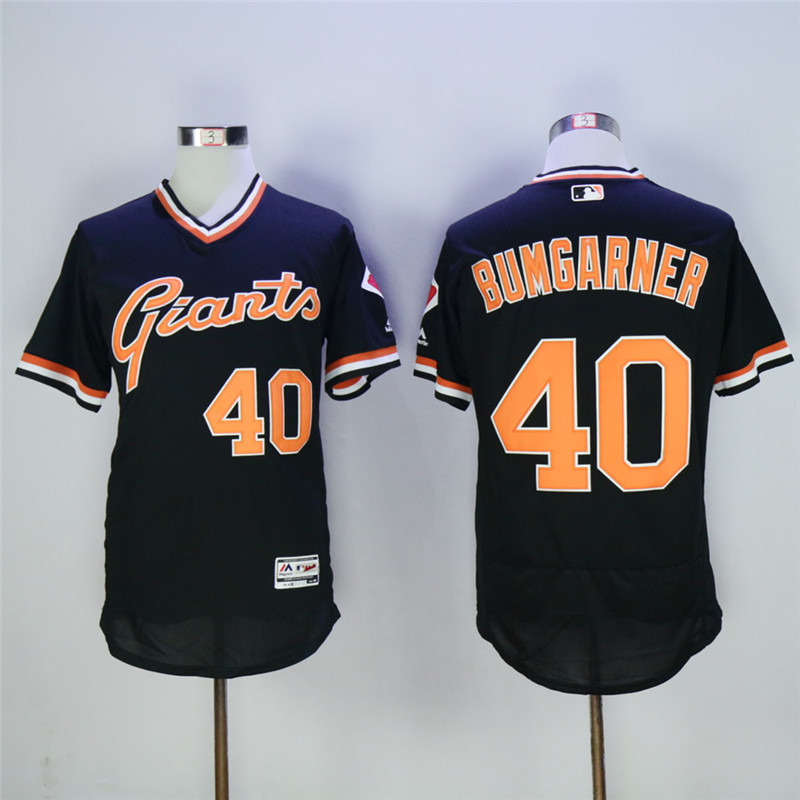 Men's San Francisco Giants #40 Madison Bumgarner Black Cool Base Cooperstown Collection Player Stitched MLB Jersey